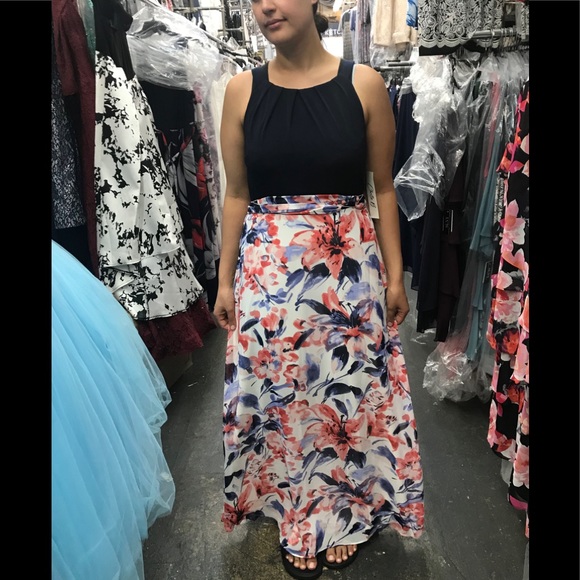 Chetta B dress long Mixed Media Maxi,navy/red.NWT - Picture 4 of 11